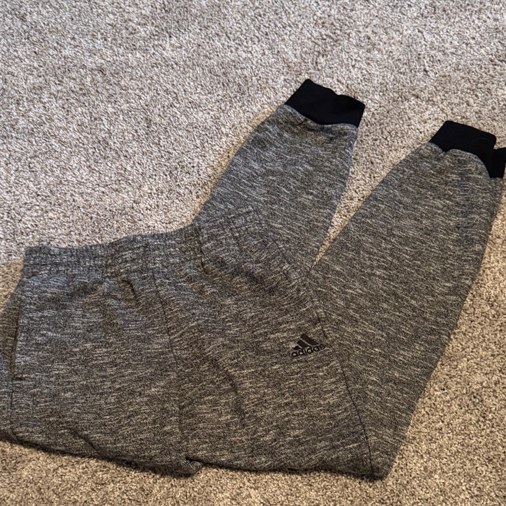 Adidas Kids Black and Gray Joggers